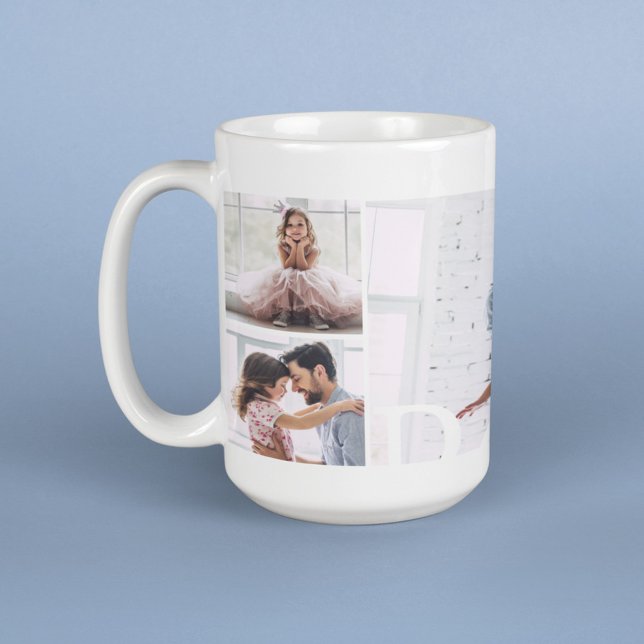 Caneca De Café Colagem de Fotografias Múltiplas e Monograma Perso (Criador carregado)