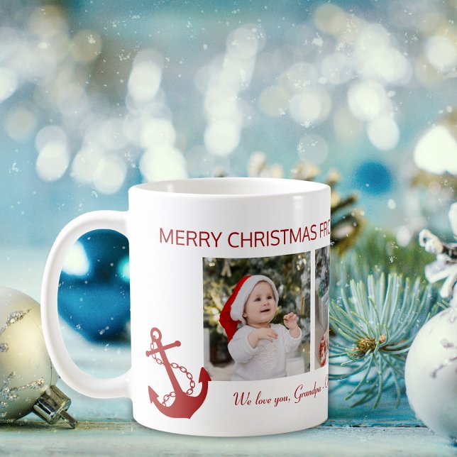 Caneca De Café Colagem de Fotografias Náutica do Vovô Feliz Natal (Criador carregado)