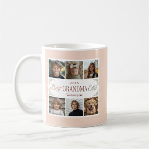 Caneca De Café Colagem de Fotografias Personalizada 6 Melhor Avó 