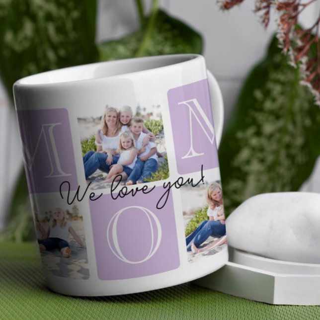 Caneca De Café Colagem de Fotografias Personalizada do Amor 7 pel (Celebrate mom with a timeless and elegant design that’s as special as she is!)