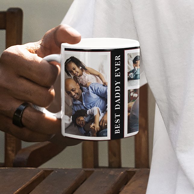 Caneca De Café Colagem de fotografias personalizada do melhor pai (Criador carregado)
