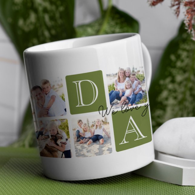 Caneca De Café Colagem de Fotografias Personalizada Love 7 (Celebrate Dad with a timeless and elegant design that’s as special as he is! )