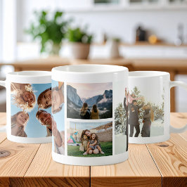 Caneca De Café Colagem de Fotografias Personalizada Moderna 4