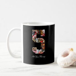 Caneca De Café Colagem de Fotografias Preta e Branco Número 5