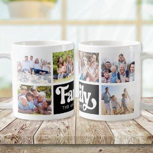 Caneca De Café Colagem de Fotografias Retro Família 6 Imagens