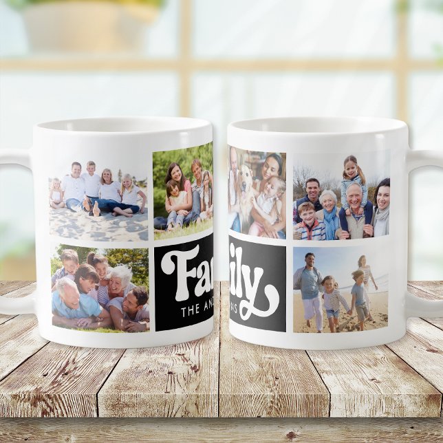 Caneca De Café Colagem de Fotografias Retro Família 6 Imagens (Criador carregado)