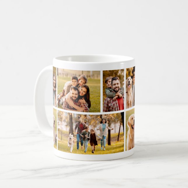 Caneca De Café Colagem de Fotografias Simples Branco 10 (Frente Esquerda)