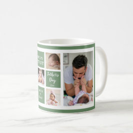 Caneca De Café Colagem de Fotografias Verde 5 do Primeiro Dia de 