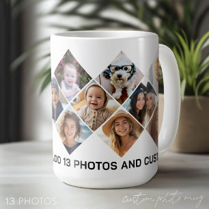 Caneca De Café Colagem de Fotos - 13 Fotos Padrão Diamante por To