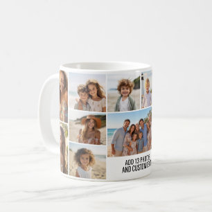 Caneca De Café Colagem de Fotos - 13 Imagens mais Bloco de Texto