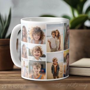 Caneca De Café Colagem de Fotos 22 - Grade Mínima com Branco