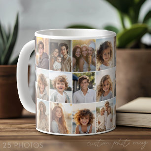 Caneca De Café Colagem de Fotos 25 - Grade Mínima Moderna