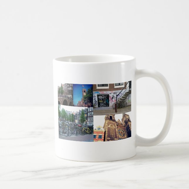 Caneca De Café Colagem de fotos Amsterdã 4 (Direita)