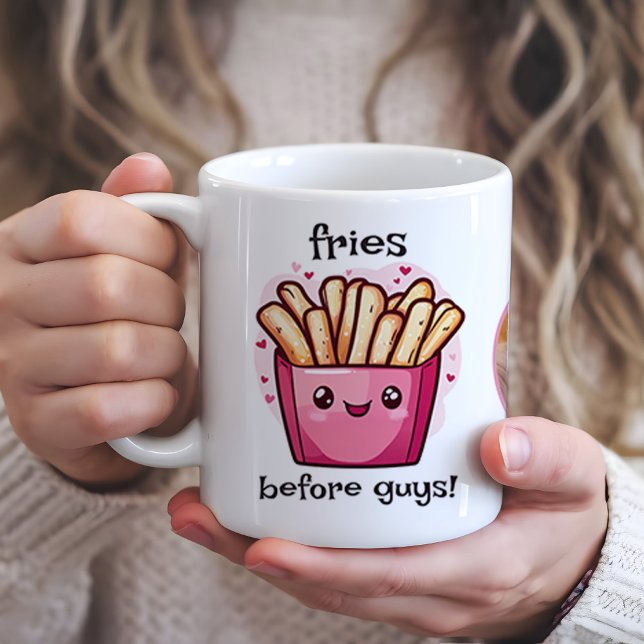Caneca De Café Colagem de Fotos Antes do Cara Galentines (This adorable, customizable mug is the perfect reminder that besties and fries always comes first.)