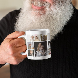 Caneca De Café Colagem de Fotos Avô Elegante 15