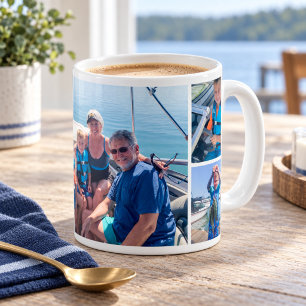 Caneca De Café Colagem de Fotos Avô Netos Wrap