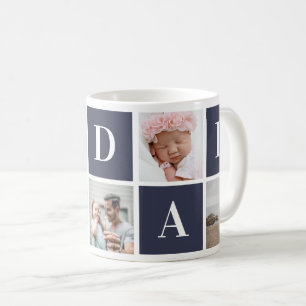 Caneca De Café Colagem de Fotos Azul 5 I Love Pai Mug