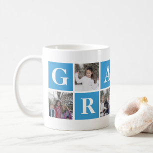 Caneca De Café Colagem de Fotos Azul legal Grampa Mug