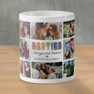 Caneca De Café Colagem de Fotos Coloridas das Melhores Amigas