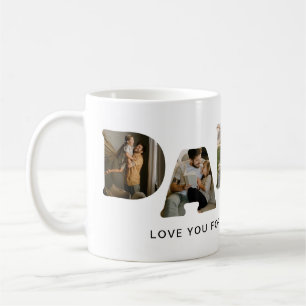 Caneca De Café Colagem de Fotos com a palavra PAPAI