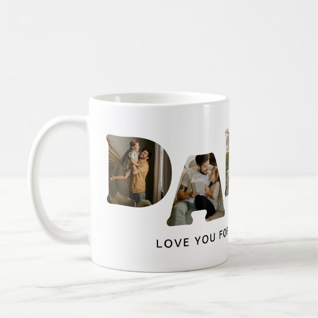 Caneca De Café Colagem de Fotos com a palavra PAPAI (Esquerda)