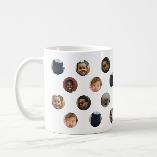 Caneca De Café Colagem de Fotos com Bolinhas (Esquerda)
