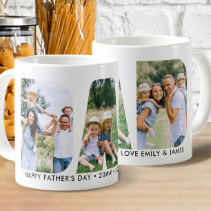 Caneca De Café Colagem de Fotos com Letras Cortadas de PAPAI Text