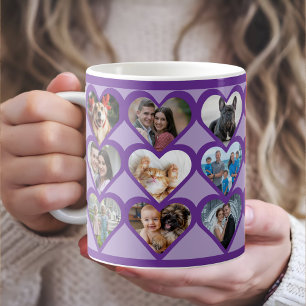 Caneca De Café Colagem de Fotos Coração Personalizado