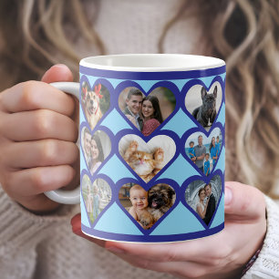 Caneca De Café Colagem de Fotos Coração Personalizado