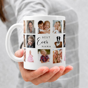 Caneca De Café Colagem de fotos da avó nana preto e branco