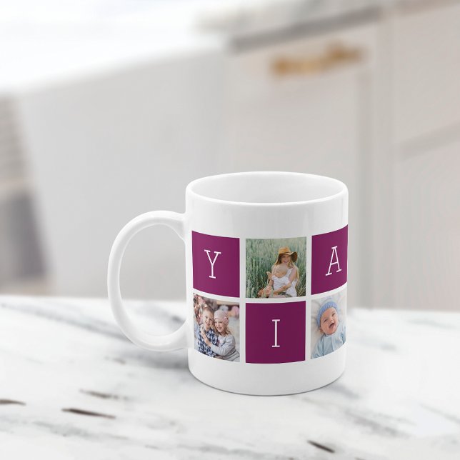 Caneca De Café Colagem de Fotos da Avó Yiayia Personalizada (Criador carregado)