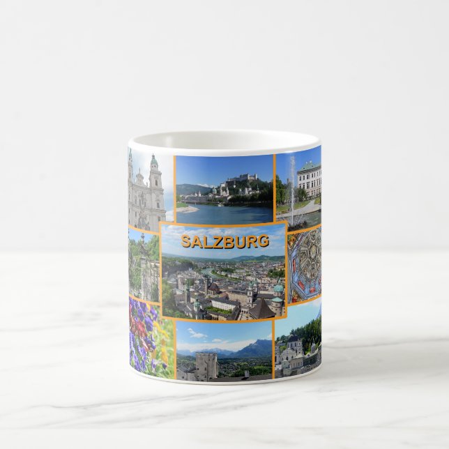 Caneca De Café Colagem de Fotos da Cidade de Salzburg, Áustria (Centro)