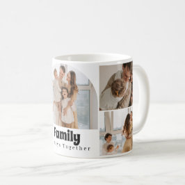 Caneca De Café Colagem de Fotos da Família - 5 Fotos e Texto Pers