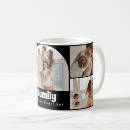 Caneca De Café Colagem de Fotos da Família - 5 Fotos e Texto Pers