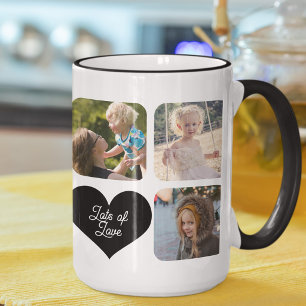 Caneca De Café Colagem de fotos da família 7 fotos com nome perso