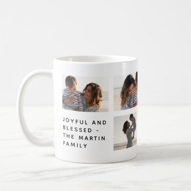 Caneca De Café Colagem de Fotos da Família Abençoada e Abençoada (Esquerda)
