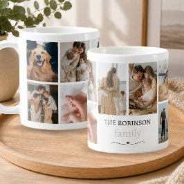 Caneca De Café Colagem de Fotos da Família com Texto Personalizad