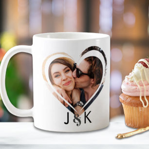 Caneca De Café Colagem de Fotos da Família do Casal Trendy Heart 