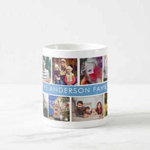 Caneca De Café Colagem de Fotos da Família Nome Personalizado Ki