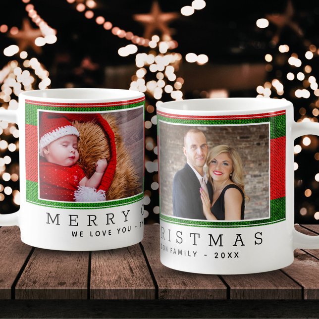 Caneca De Café Colagem de Fotos da Família Vermelhos de Natal Ver (Criador carregado)