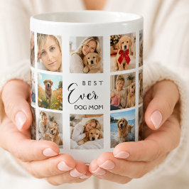 Caneca De Café Colagem de fotos da mãe cadela branca e preta