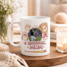 Colagem de Fotos da Mãe de Beisebol Laço Rosa Espo