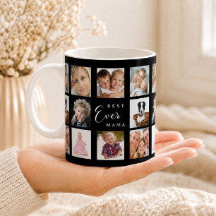 Caneca De Café Colagem de fotos da mãe em preto e branco
