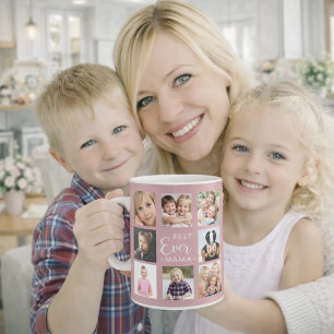 Caneca De Café Colagem de fotos da mãe em rosa poeira