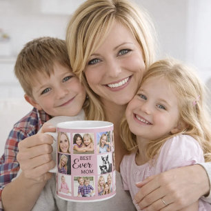 Caneca De Café Colagem de fotos da mãe em rosa poeira rose