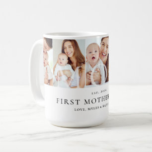 Caneca De Café Colagem de Fotos da Mamãe Primeiro Presente de Dia