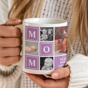 Caneca De Café Colagem de Fotos da Mamãe Roxo Dia das Mães
