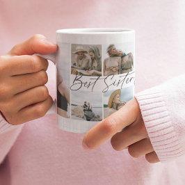 Caneca De Café Colagem de Fotos da Melhor Irmã Nunca Guarda