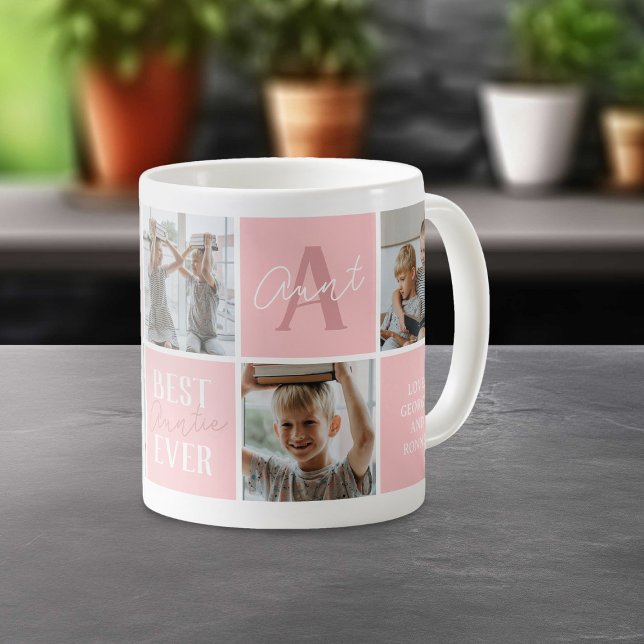Caneca De Café Colagem de Fotos da Tia Moderna Rosa (Criador carregado)