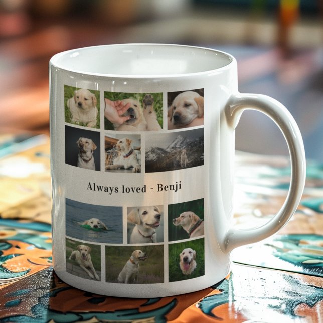 Caneca De Café Colagem de Fotos de Amante de Cachorro (Dog lovers custom mug with photo template.)